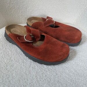 Naot Mary Jane Clog Red Suede Size 39 (US 8) Boho Slip On Mules
